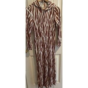 Vtg Diane von Furstenberg Jumpsuit Romper Disco Retro Leopard  Hoodie I.Magnin 4